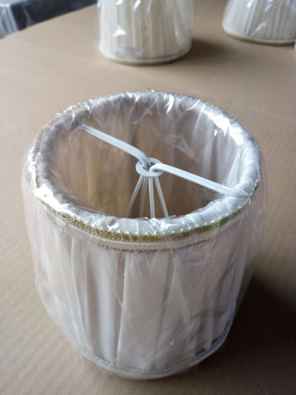 Box pleated shantung fabric handmade lamp shade  5