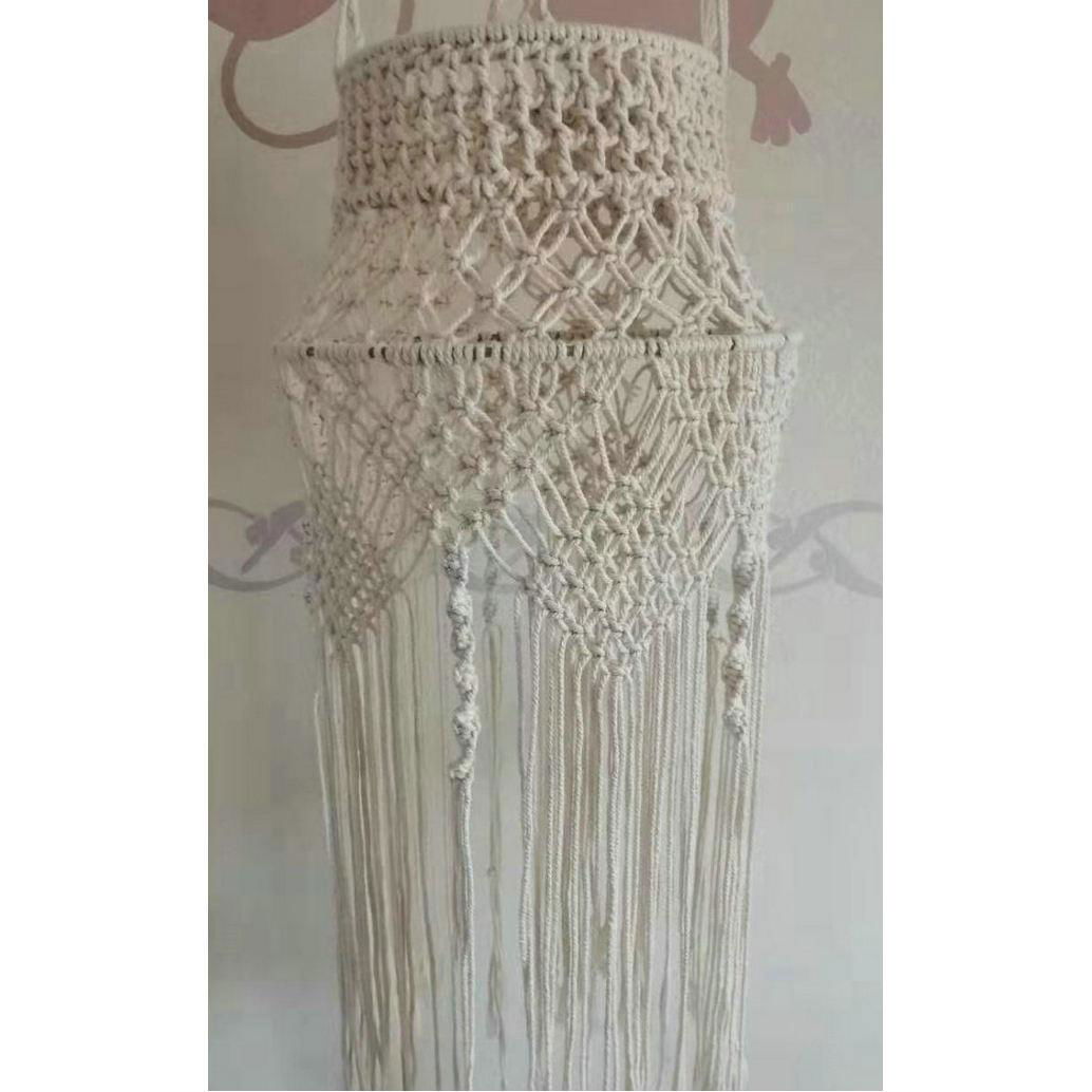 Handmade macrame and crochet cotton rope lampshade