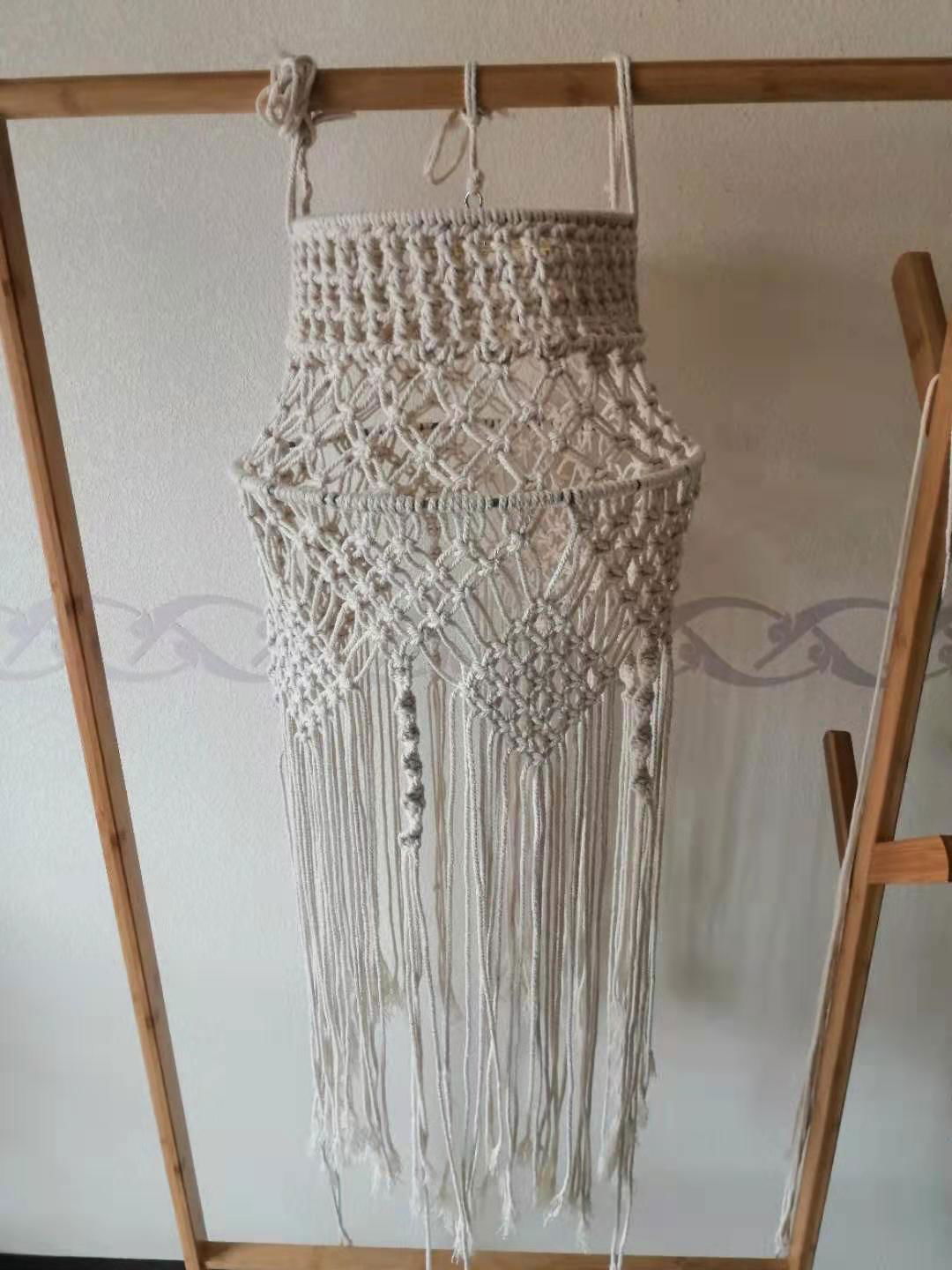 Handmade macrame and crochet cotton rope lampshade 2