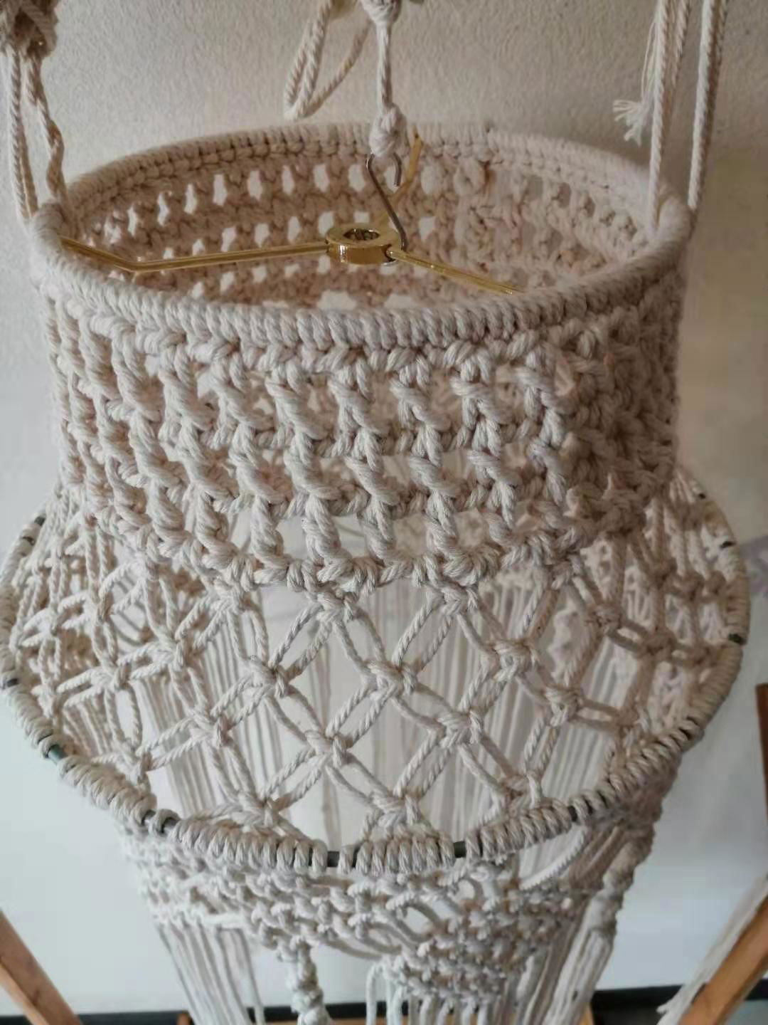 Handmade macrame and crochet cotton rope lampshade 3