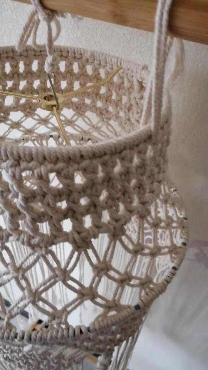 Handmade macrame and crochet cotton rope lampshade 4