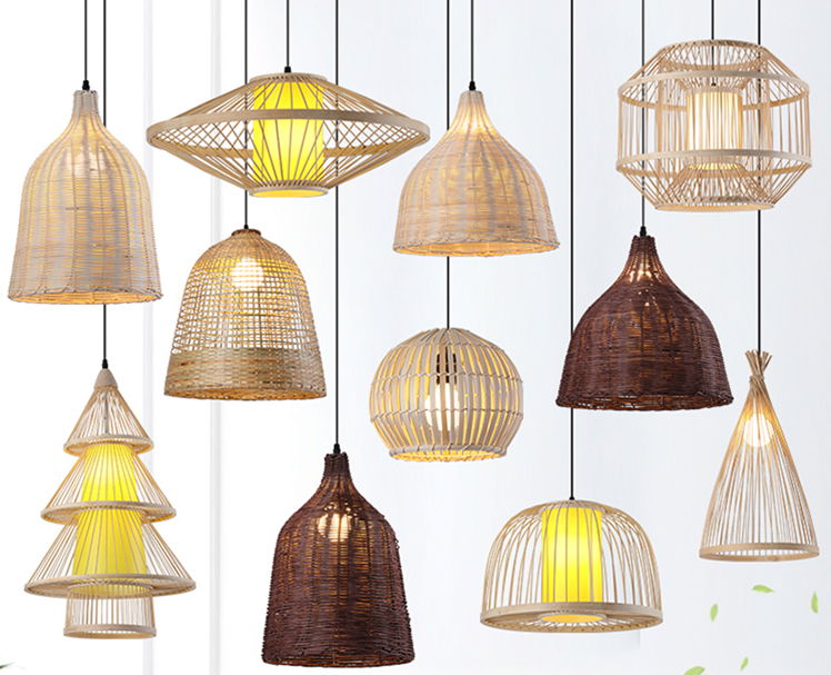 Rattan hand-woven lampshade for table lamp