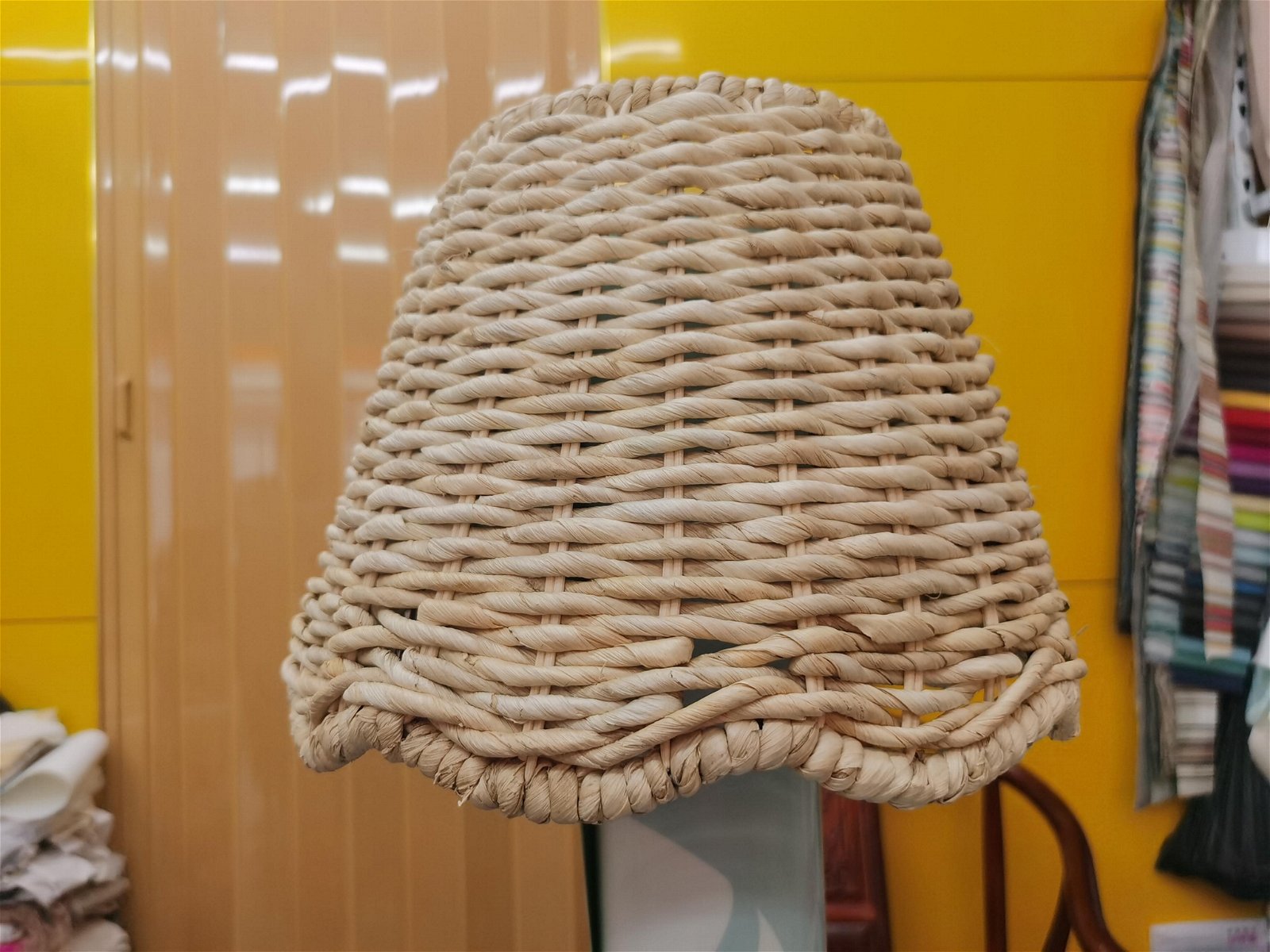 Rattan Hand Woven natural Scalloped Chandelier Lampshade Wholesale 3