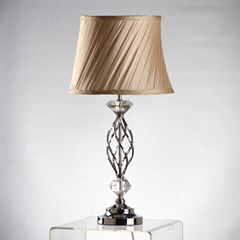 Modern metal and crystal cheap table lamp with fabric lampshade wholesale