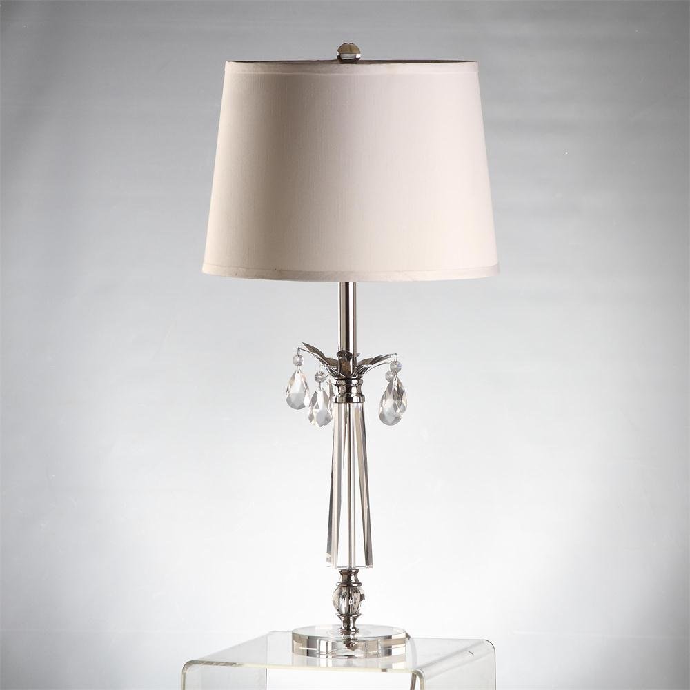 Modern metal and crystal cheap table lamp with fabric lampshade wholesale 4