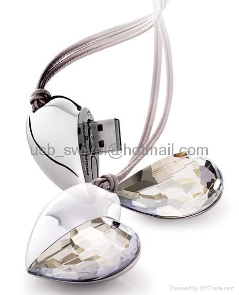 crystal heart shape usb drive 