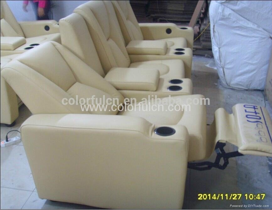 Khaki Leather Recliner Sofa home theater leather recliner sofa LS801 3