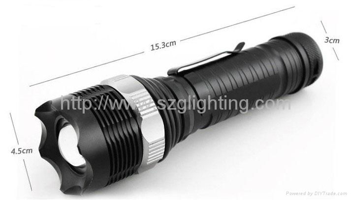 GL-F002 XML-T6,10W ,1200lumen strong brightness ,rechargeable and dimmable torch 2