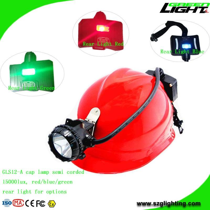 15000 lux LED Mining Cap Light Waterproof IP68 Miner Headlamp with Rear Light 2