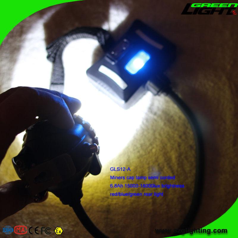 15000 lux LED Mining Cap Light Waterproof IP68 Miner Headlamp with Rear Light 4