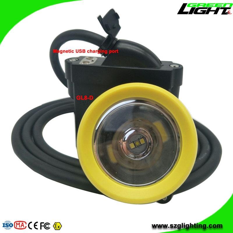 10000lux 7.8Ah Miner Safety Cap Lamp Waterproof IP68 USB Charging Headlight 