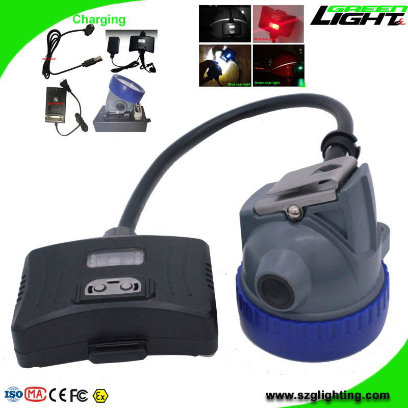 5.2Ah 10000Lux Led Mining Cap Lamp Rear Warning Light IP68 Rechargeable Headlamp 4