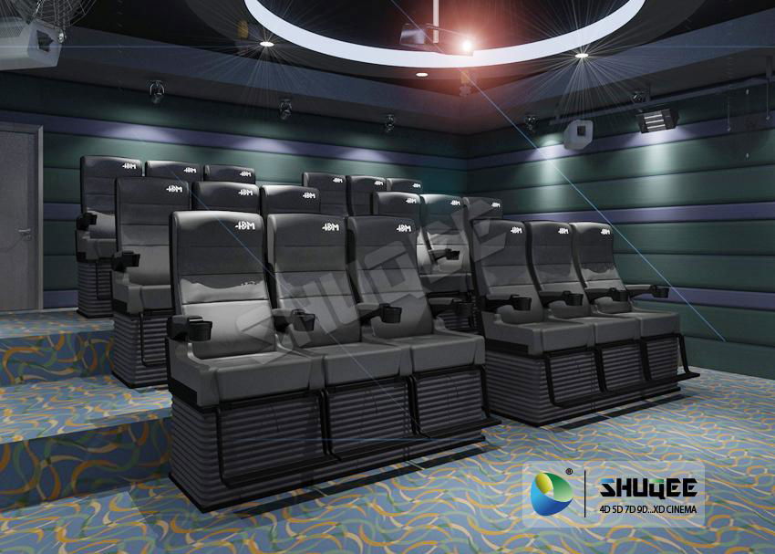 Black Electric 4D Movie Theater Seats With Safety Belt , Footrest 3
