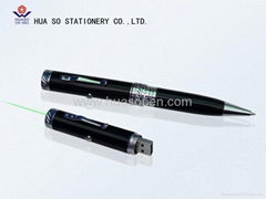 GL-245USB Rechargeable green laser pointer with ball pen  