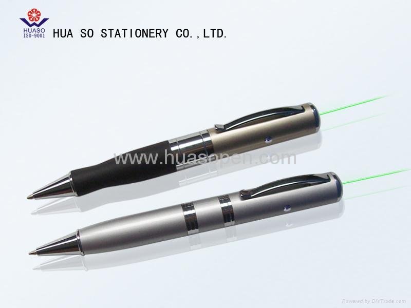 GL-257USB Rechargeable green laser pointer with ball pen