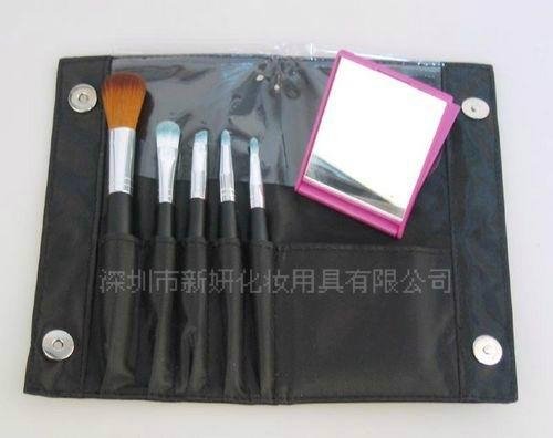 新妍美厂家供应精美5支装化妆套刷附带镜子 可定制 美妆美容工具 3
