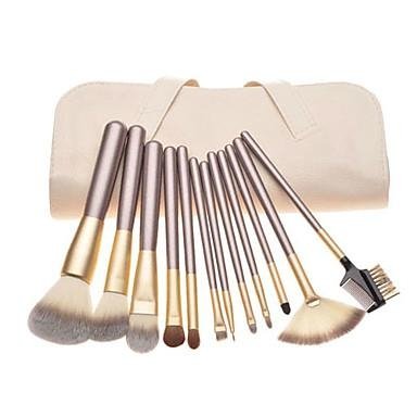 12Piece Makeup Brush Set for Artist cosmetic tools beige PU bag