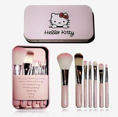 Professional Pink Hello Kitty Cosmetic Makeup Brush 7 Pcs Set Kit Pouch Bag Case 2