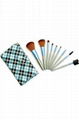 9 PCS Blue Check Facial Makeup Brush set Kit Case fashion women  3