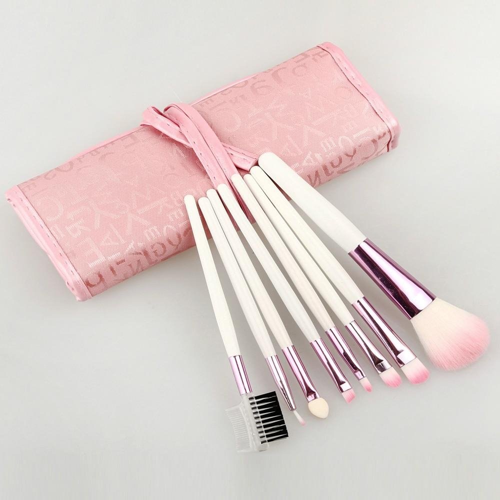 Pink 8pcs Makeup Brushes Set Powder Foundation Eyeshadow Eyeliner Lip Cosmetic 