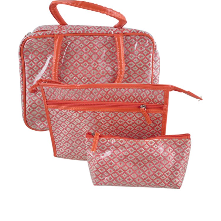 Travel Portable Makeup Cosmetic Bag Case  Waterproof Woven bag pvc cosmetic bag 2