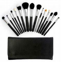 Pro 15 Pcs Black Makeup Brushes Set  Cosmetic Essential Kits & Bag