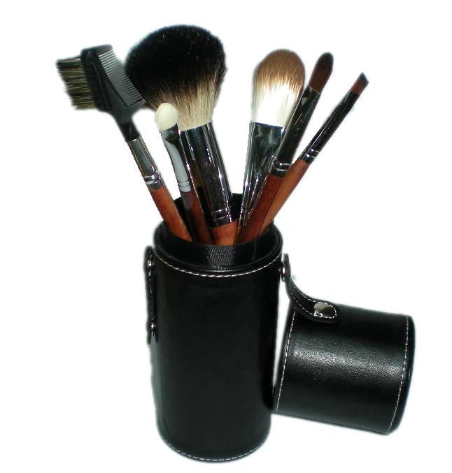 Black 7PCS makeup brush set Cylinder cosmetic bag cosmetic beauty tools 