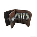 High Grade 12PCS Cosmetic Brush Set  Brown PU beaty bag  make-up brush tools 2