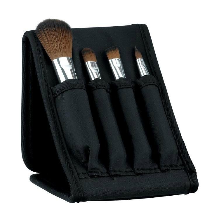 fashion black folding bag 4PCS brush set gift