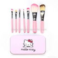 Professional Pink Hello Kitty Cosmetic Makeup Brush 7 Pcs Set Kit Pouch Bag Case