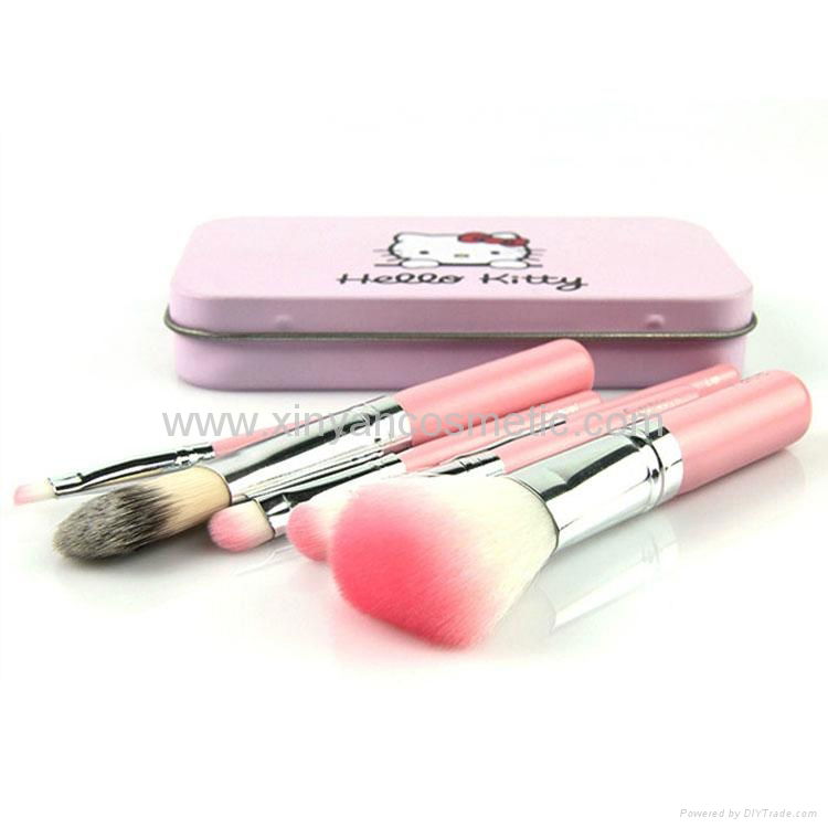 Professional Pink Hello Kitty Cosmetic Makeup Brush 7 Pcs Set Kit Pouch Bag Case 3