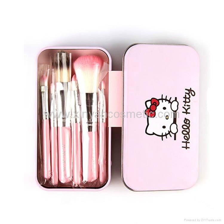 Professional Pink Hello Kitty Cosmetic Makeup Brush 7 Pcs Set Kit Pouch Bag Case 4
