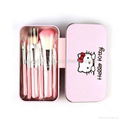 Professional Pink Hello Kitty Cosmetic Makeup Brush 7 Pcs Set Kit Pouch Bag Case