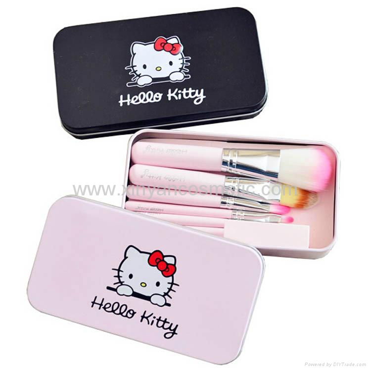 Professional Pink Hello Kitty Cosmetic Makeup Brush 7 Pcs Set Kit Pouch Bag Case 5