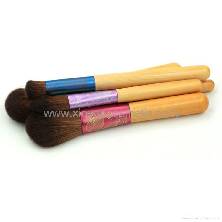 Portable Colorful Five Brush Set Bamboo Handle Short Rod Makeup Brush Sets 2