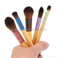 Portable Colorful Five Brush Set Bamboo