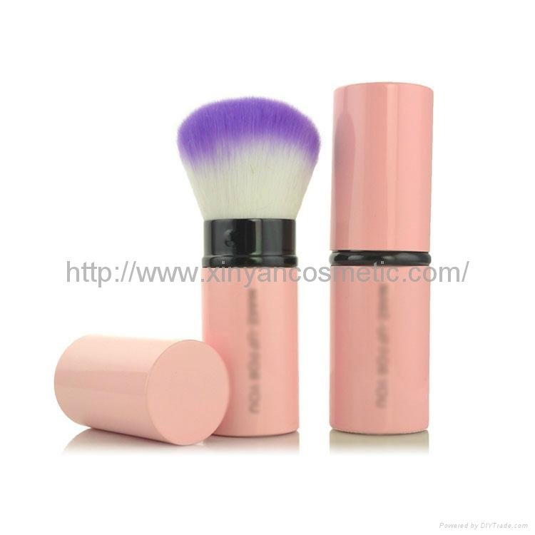 Factory OEM soft shrink type portable multifunction cosmetic brush With a lid