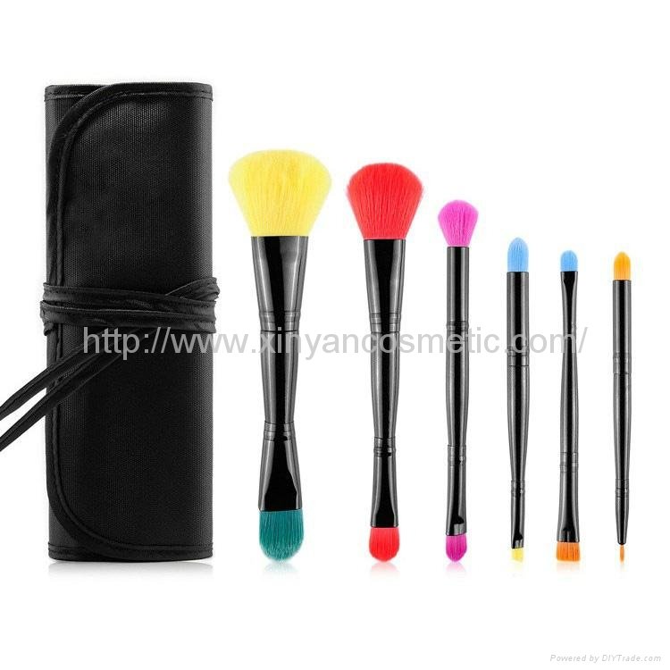 Manufacturer OEM 6 Double head portable color cosmetic brush set