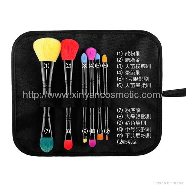 Manufacturer OEM 6 Double head portable color cosmetic brush set 3