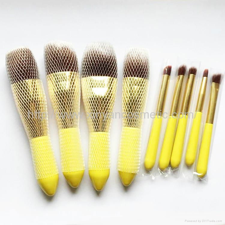 Manufacturer OEM Portable money lovely Yellow 9 small waist makeup brush 5