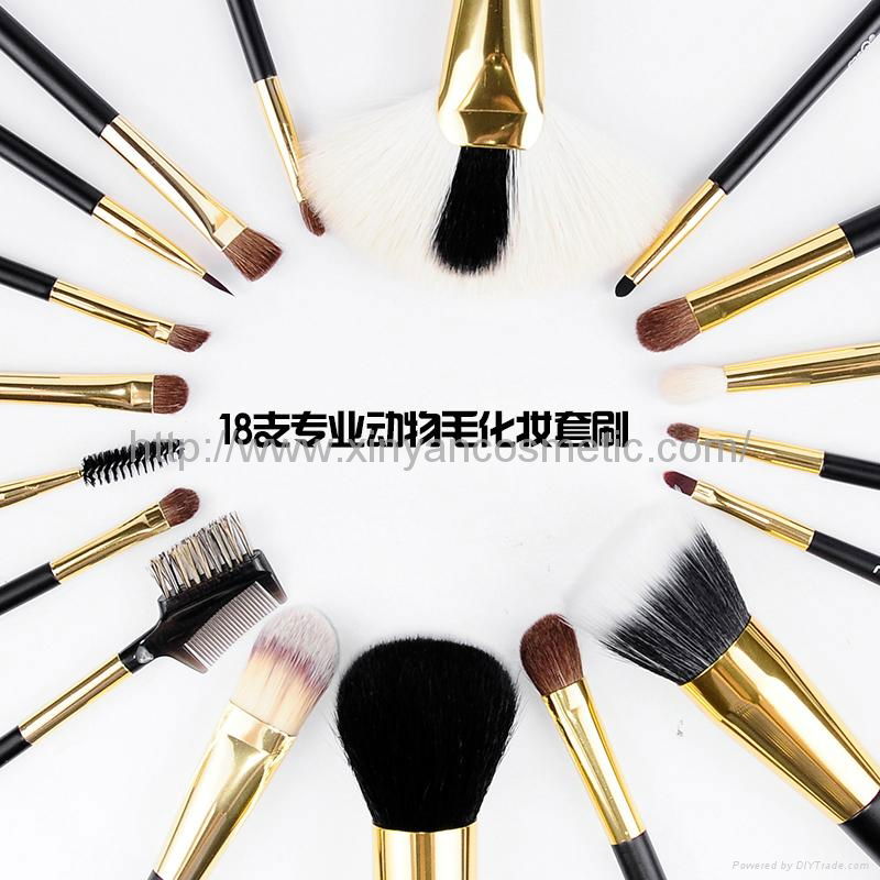 Manufacturer OEM/ODM 18 animal hair professional makeup brush set 2