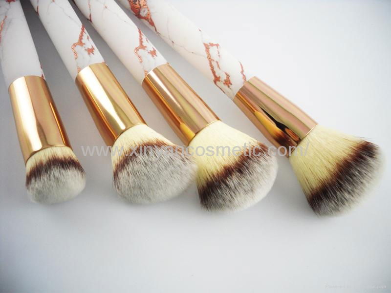 Manufacturer supply MARBLE Acrylic handle Artificial wool 4 in 1 cosmetic brush 2