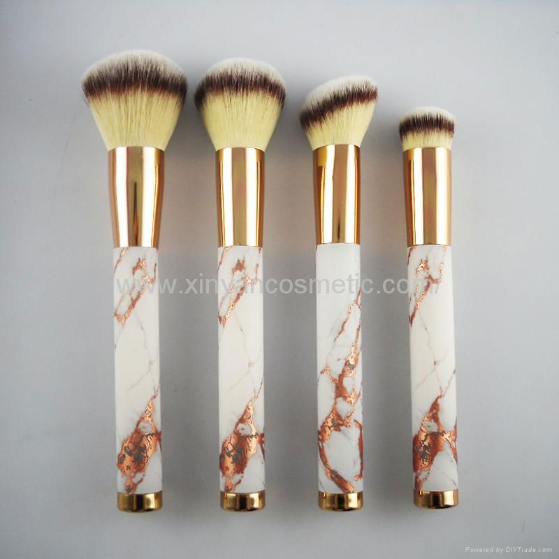 Manufacturer supply MARBLE Acrylic handle Artificial wool 4 in 1 cosmetic brush