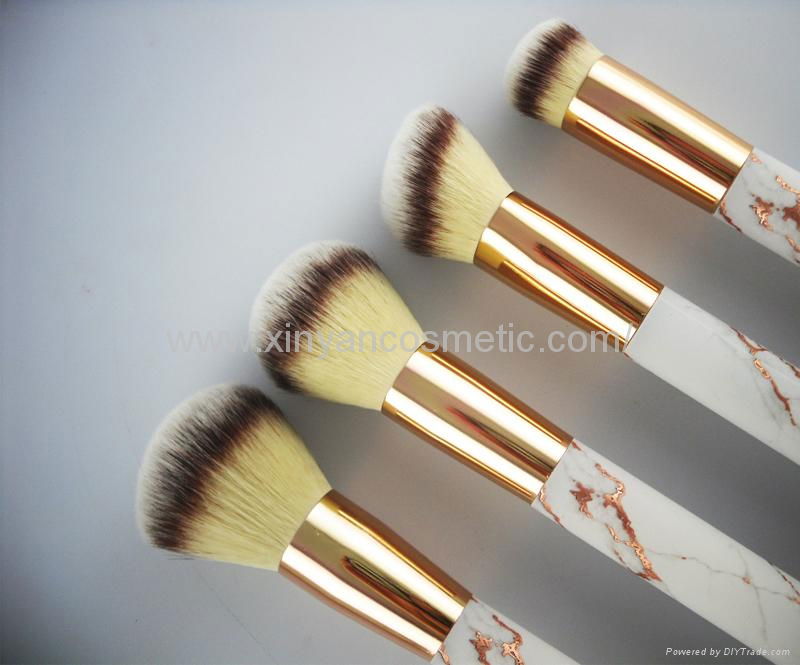 Manufacturer supply MARBLE Acrylic handle Artificial wool 4 in 1 cosmetic brush 3