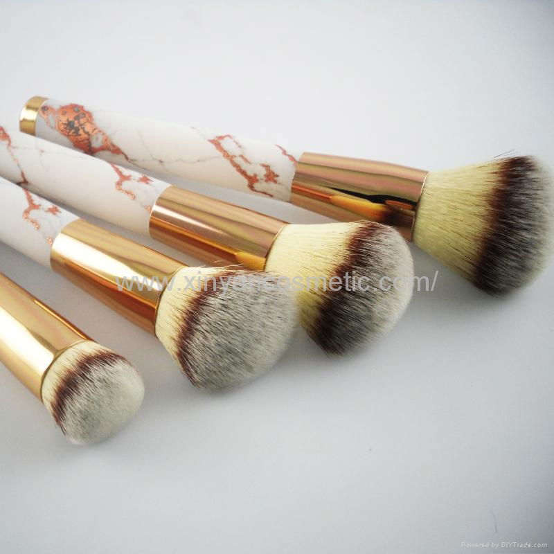 Manufacturer supply MARBLE Acrylic handle Artificial wool 4 in 1 cosmetic brush 4