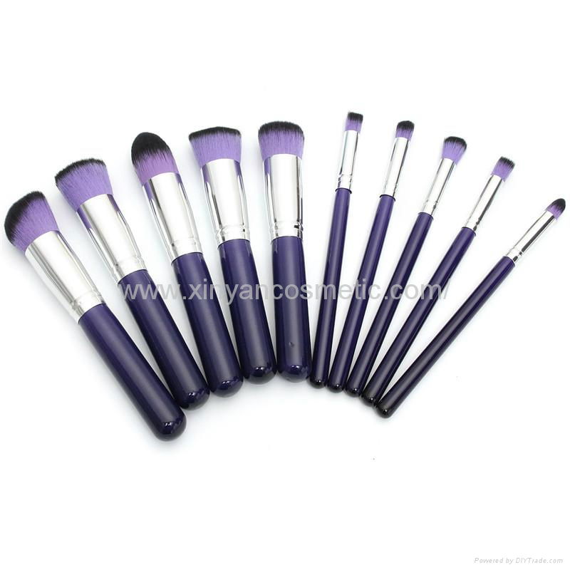 Manufacturer supply 10 Wooden handle Violet Cosmetic brush Beauty beauty tools