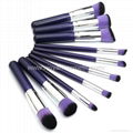 新妍美廠家供應10支木柄精美夢幻紫色化妝刷 美容美妝工具