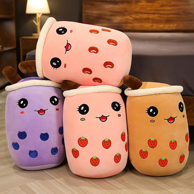 creative customize stuffed plush milk tea cup pillow toy