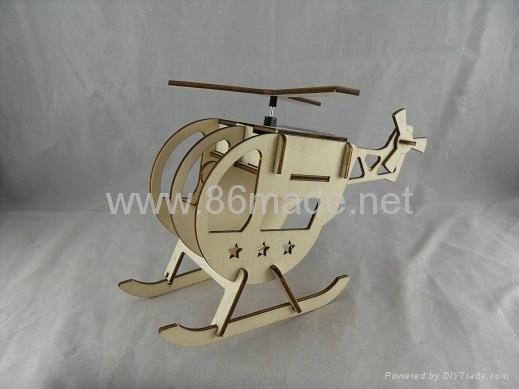 solar DIY plywood Helicopter toy 2