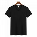 Plain White blank cotton T-shirts V-neck Basic Tees